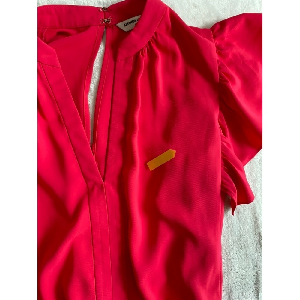 Amanda Uprichard Mini Dress Sz XS Hot Pink Drop Waist Ruffle Tiered Party Barbie - Picture 3 of 15